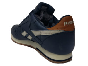 Зимние Reebok Classic Leather темно-синие с белым - фото сзади