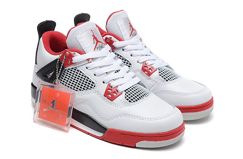 Nike Air Jordan 4 белые с красным (40-45)