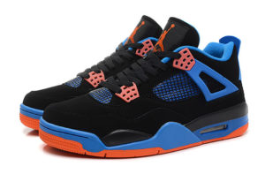 Nike Air Jordan 4 сине-черные с оранжевым (35-45)