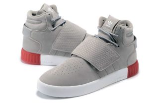 Adidas Tubular Invader Strap серые с красным (40-44)