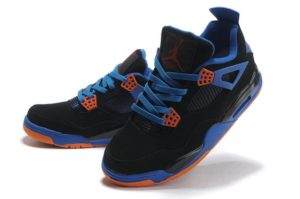 Nike Air Jordan 4 сине-черные с оранжевым (35-45)