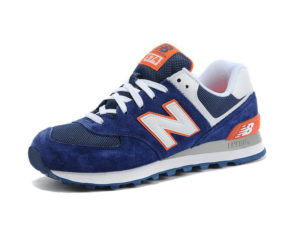 Кроссовки New Balance 574 синие с оранжевым (35-40)