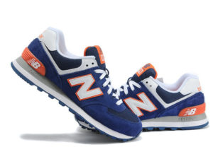 Кроссовки New Balance 574 синие с оранжевым (35-40)