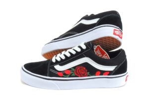 Vans чёрные-цветочный узор (35-40)