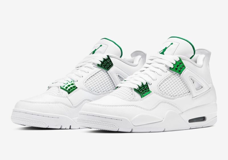 Nike Air Jordan 4 Green Metallic белые (35-39)