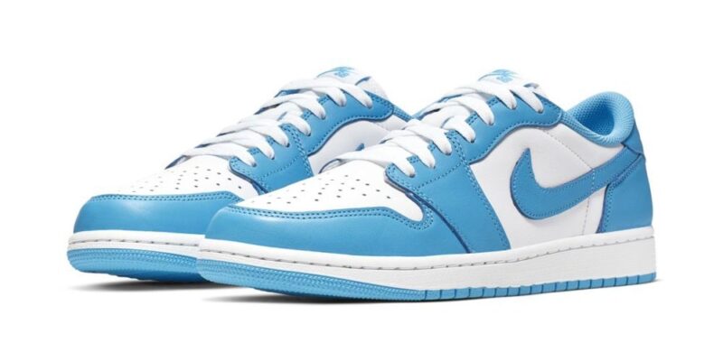 Nike Air Jordan 1 Low University Blue бело-голубые кожаные (35-39)