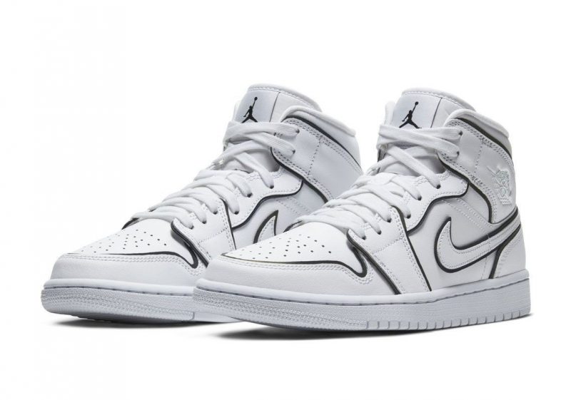 Nike Air Jordan 1 Mid Iridescent Reflective White белые кожаные женские (35-39)