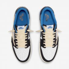 Nike Air Jordan 1 Low Travis Scott x Fragment черно-белые с синим кожаные мужские (40-44)