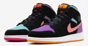 Nike Air Jordan 1 Mid разноцветные нубук женские (36-40)