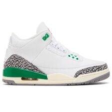 Nike Air Jordan 3 Lucky Green бело-серые с зеленым кожаные мужские (40-44)