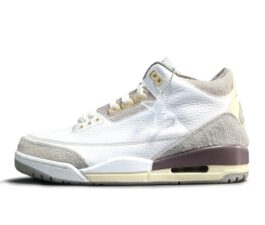 Nike Air Jordan 3 A Ma Maniere бело-серые кожаные мужские (40-44)